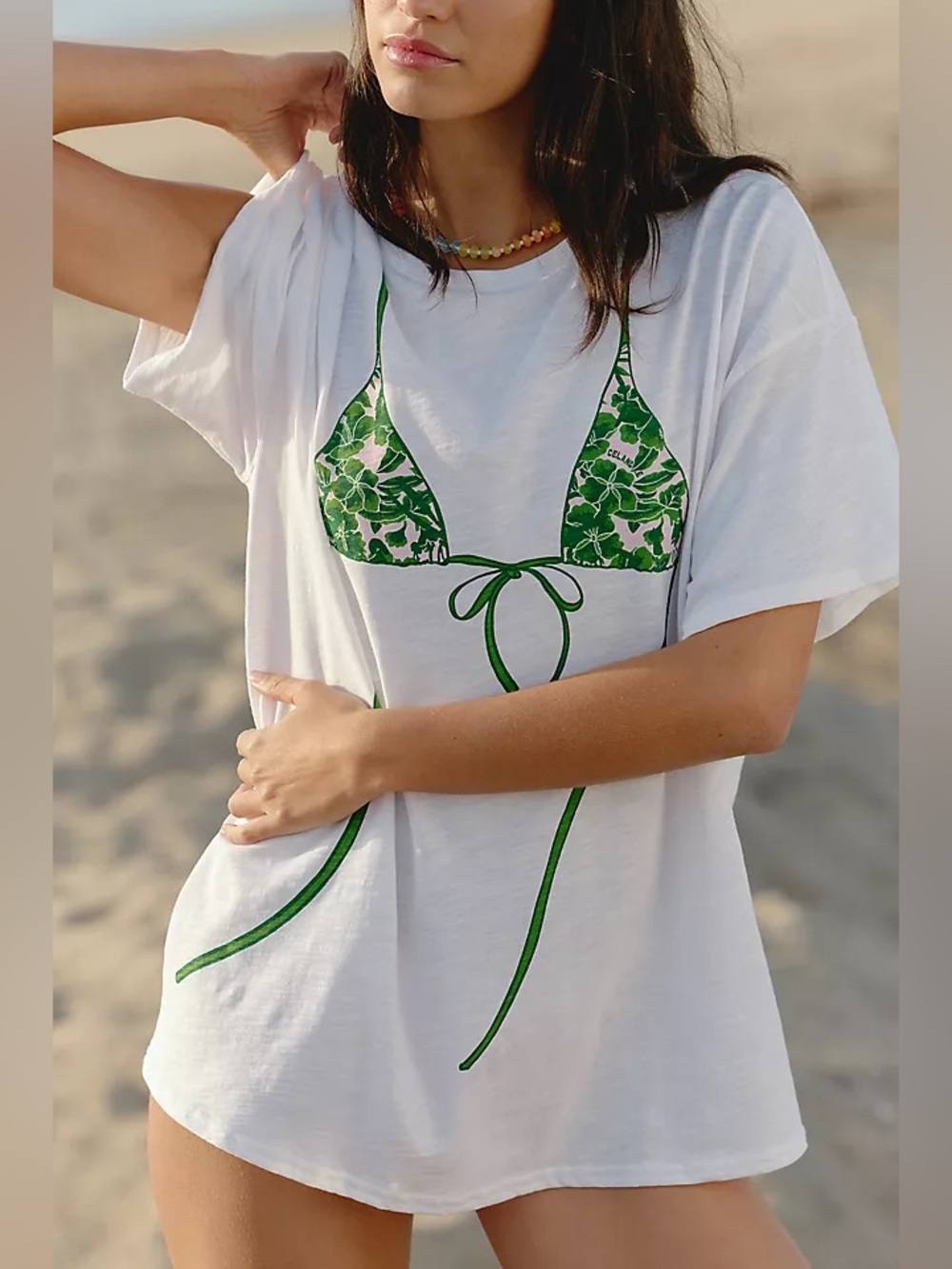 Celandine Boxy Crew-Neck T-Shirt Anthropologie Sz S